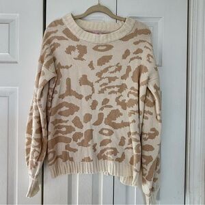 Pink Lily Beige Leopard Sweater